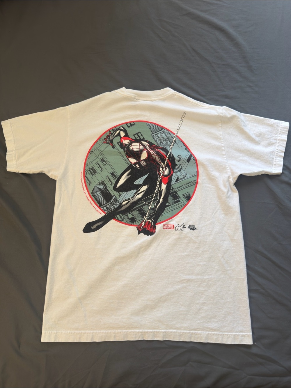 HUF White Short Sleeve Spiderman Miles Morales Graphic Tee Shirt - Picture 4 of 4